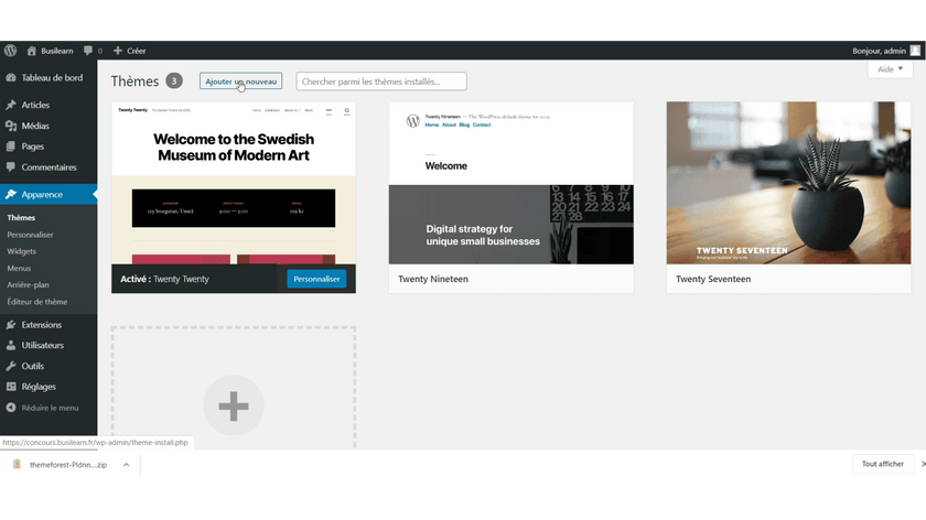 Ajouter un thème 1 bouton ajouter theme wordpress