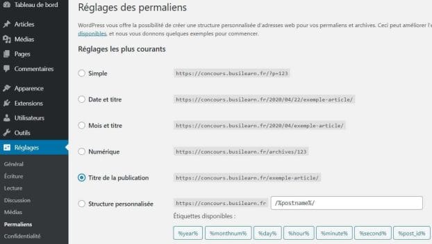 Les 6 réglages à faire dès le départ 5 reglages permaliens