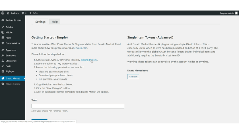 Installer un thème Premium avec le plugin Envato 3 snapshot2 8