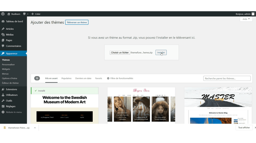 Ajouter un thème 3 Installation thème wordpress premium