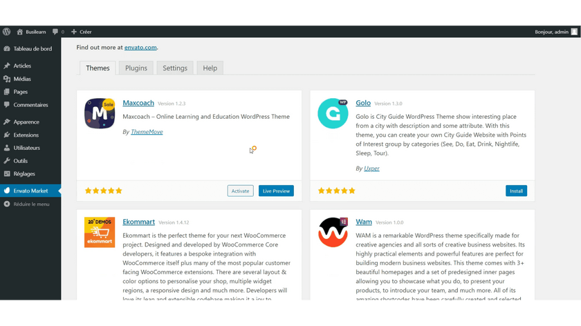 Installer un thème Premium avec le plugin Envato 5 snapshot4 7