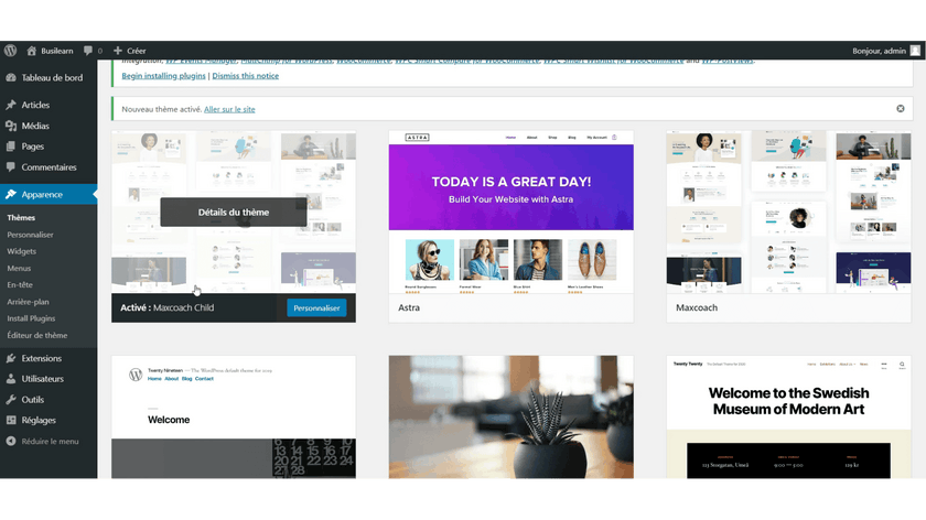 Ajouter un thème 4 Utilisation d'un thème WordPress enfant
