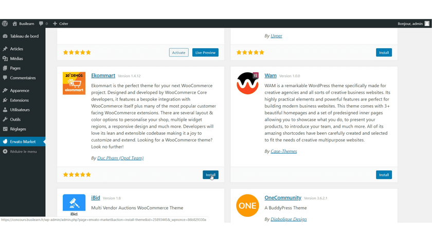 Installer un thème Premium avec le plugin Envato 6 snapshot5 4