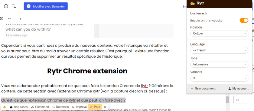 Rytr Avis, Prix et Test en Français 5 Rytr chrome extension